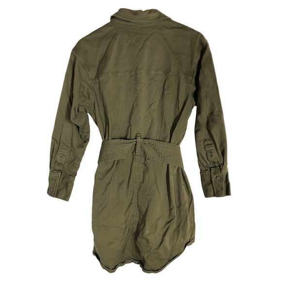 Marissa Webb Collective Shirt Dress Long Sleeve Belted Mini Safari Olive Green 4 - Picture 5 of 11